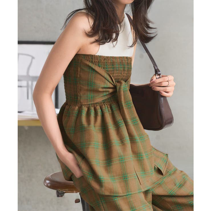 チェック柄ビスチェトップス チェック ビスチェ[品番：KO000015526