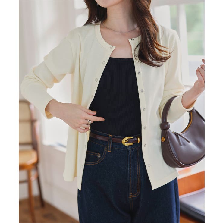 エクリュ | スナップボタン丸首リブカーディガン カーディガン スナップボタン | KOBE LETTUCE