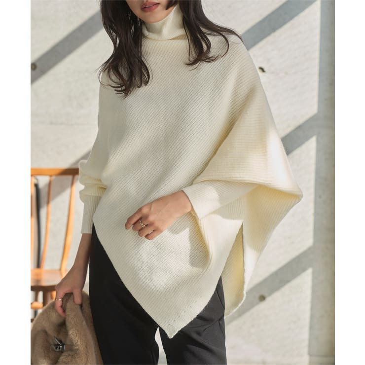 ホワイト | ハイネック アシンメトリードルマンニット ハイネック | KOBE LETTUCE