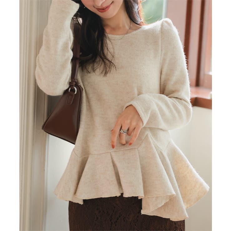 ベージュ | アシンメトリーペプラムトップス アシンメトリー ペプラム | KOBE LETTUCE