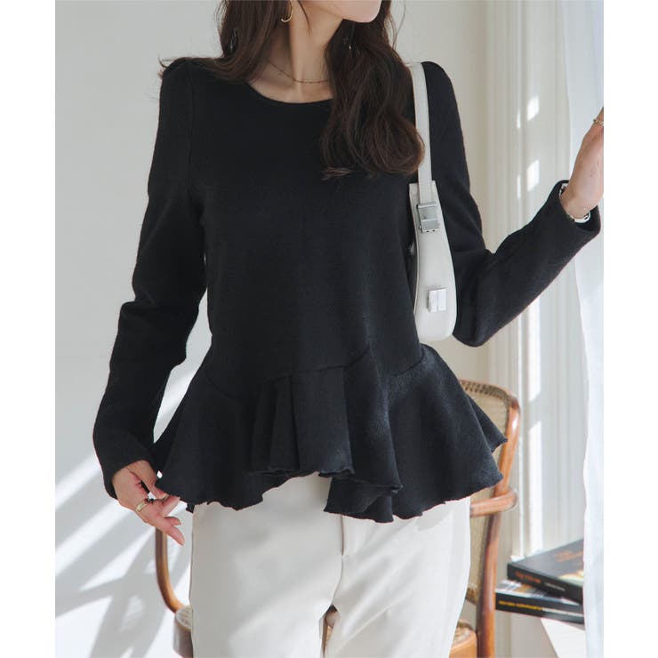 ブラック | アシンメトリーペプラムトップス アシンメトリー ペプラム | KOBE LETTUCE