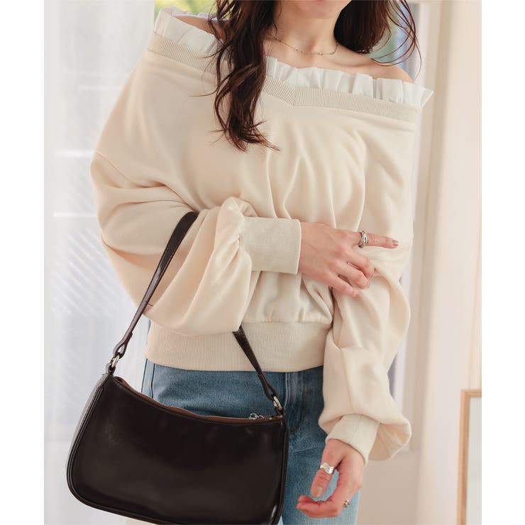 アイボリー | 前後2wayフリルドッキングオフショルスウェット［C7731］ 前後2way オ… | KOBE LETTUCE