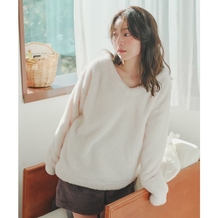 アイボリー | ボアVネックプルオーバー ボア Vネック | KOBE LETTUCE