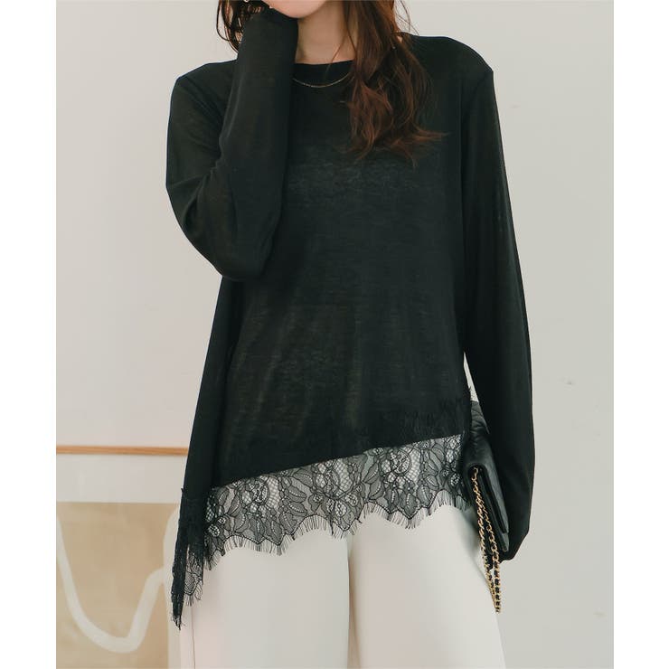 裾レースシアートップス［C7735］ 裾レース シアートップス[品番