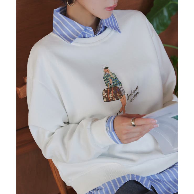 ホワイト | プリント柄スウェットプルオーバー［C7747］ プリント スウェット | KOBE LETTUCE