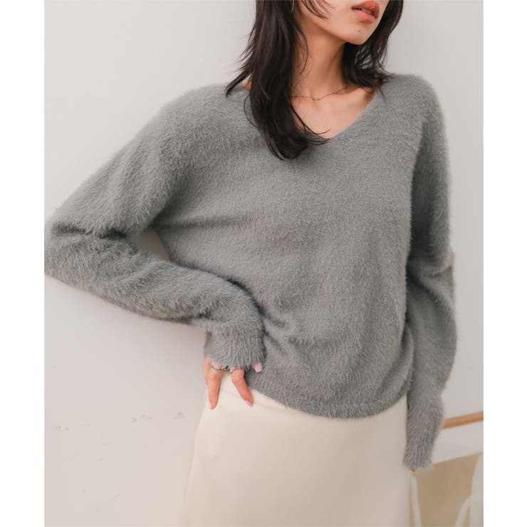 グレー | Vネックシャギーニット［C7776］ Vネック シャギーニット | KOBE LETTUCE