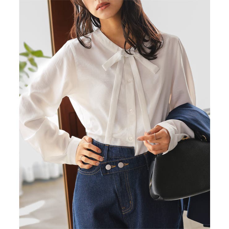 オフホワイト | ボウタイブラウス［C7809］ ボウタイブラウス シャツ | KOBE LETTUCE