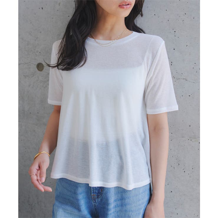 オフホワイト | シアードレープ半袖Tシャツ［C7942］ シアードレープ 半袖 | KOBE LETTUCE