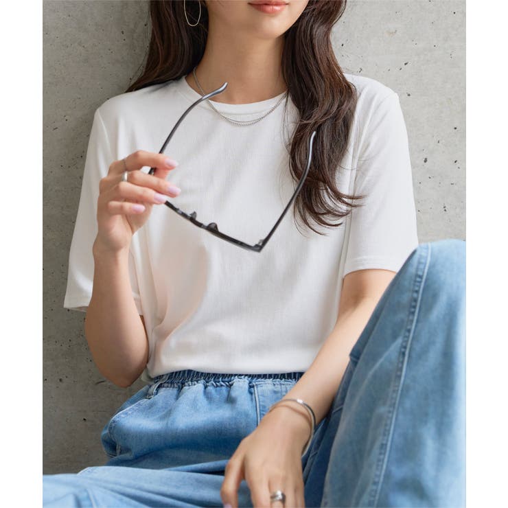 オフホワイト | クルーネックorVネックレーヨンTシャツ［C7953］ クルーネックorVネック… | KOBE LETTUCE