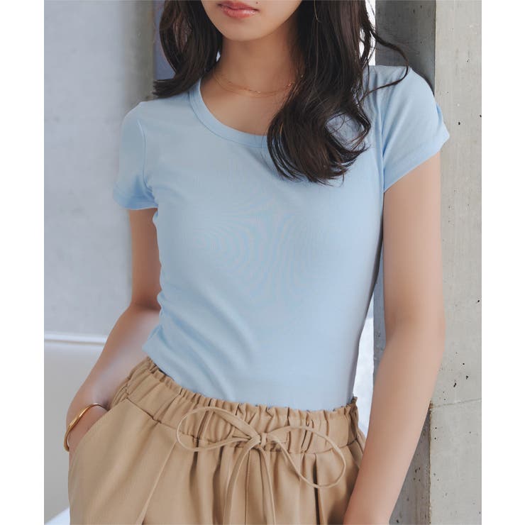 ブルー | UネックフィットTシャツ［C7977］ Uネック 半袖 | KOBE LETTUCE