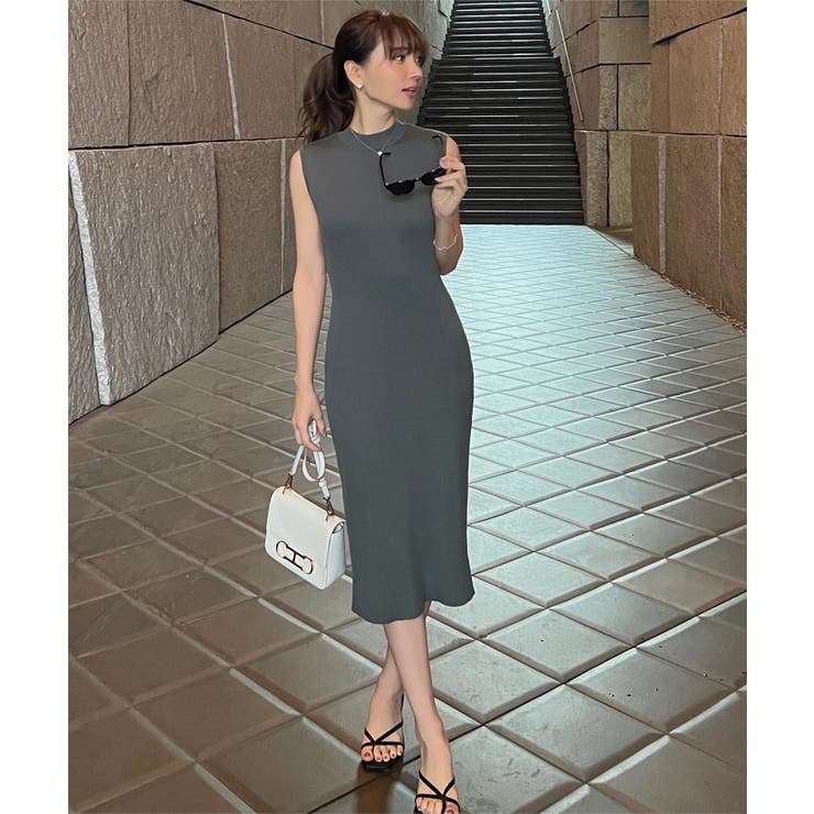 チャコールブルー | 選べるタイプ リブニットノースリーブワンピース | KOBE LETTUCE