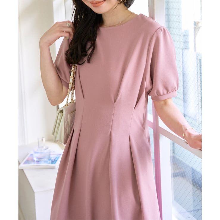 ロングスリーブウエストタックワンピース［E3315］[品番