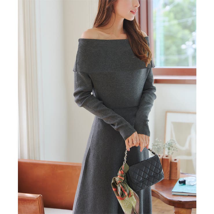 マルチway フィット＆フレアオフショルニット長袖ワンピース［E3444］[品番：KO000014894]｜KOBE  LETTUCE（コウベレタス）のレディースファッション通販｜SHOPLIST（ショップリスト）