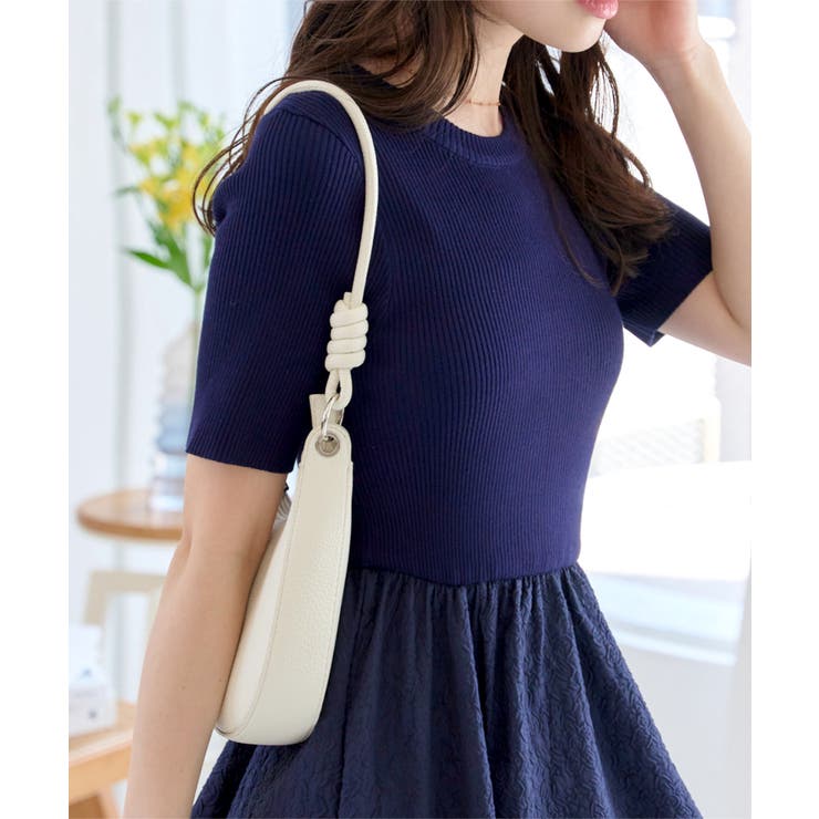 ネイビー | エンボスドッキングリブニットワンピース［E3489］ | KOBE LETTUCE