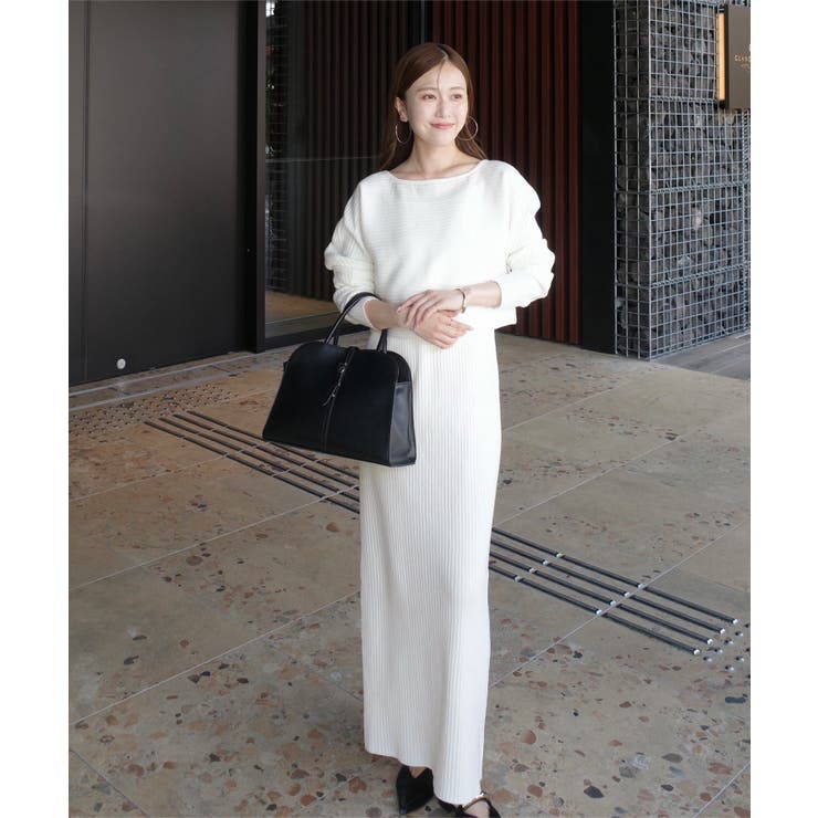 2点セット 前後2wayリブニットトップス×キャミワンピース 2点セット