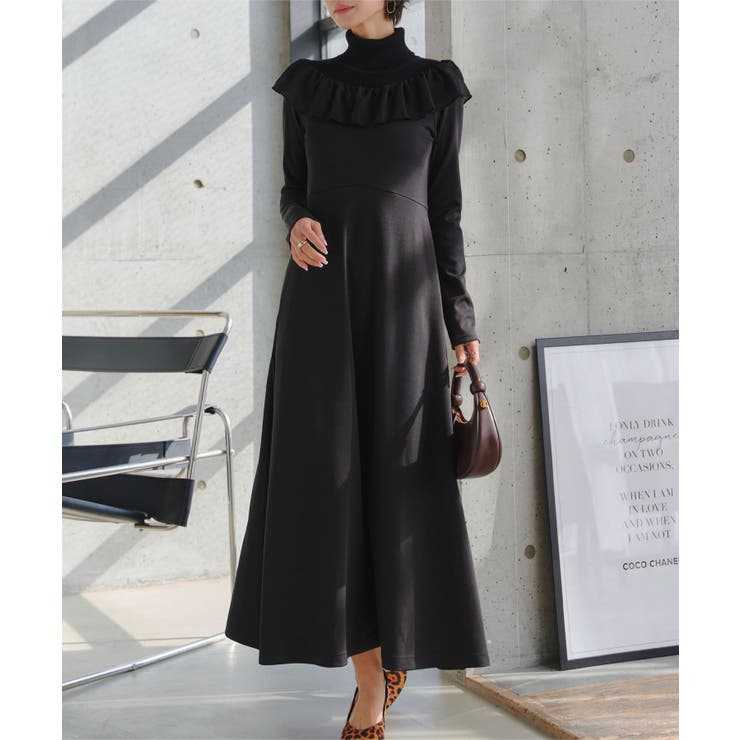 ブラック | 2wayフリルカラーワンピース 2way フリルカラー | KOBE LETTUCE