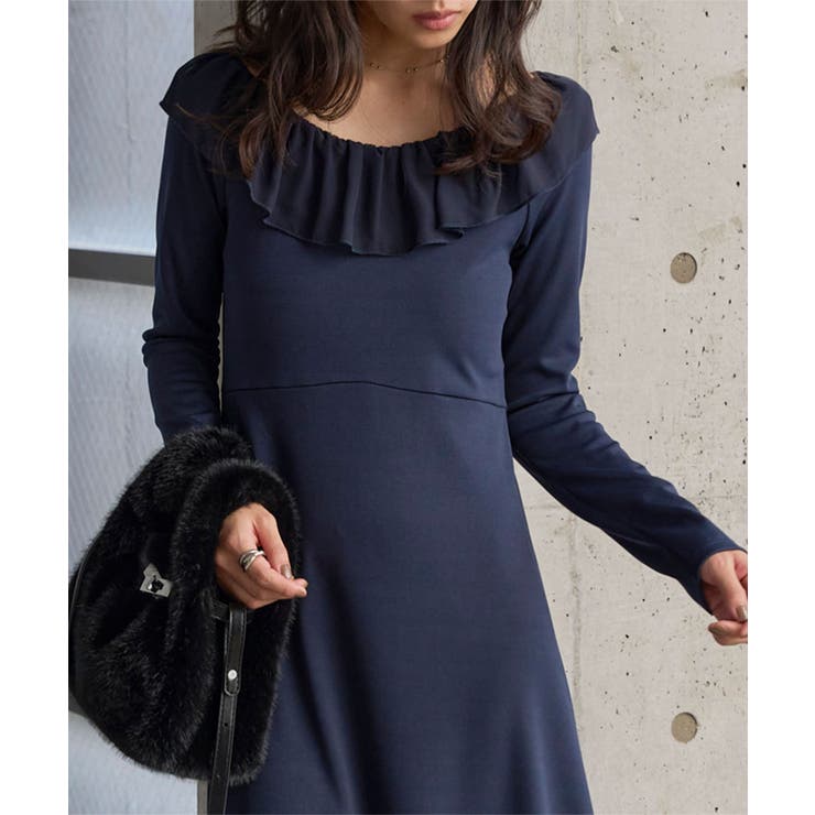 ネイビー | 2wayフリルカラーワンピース 2way フリルカラー | KOBE LETTUCE