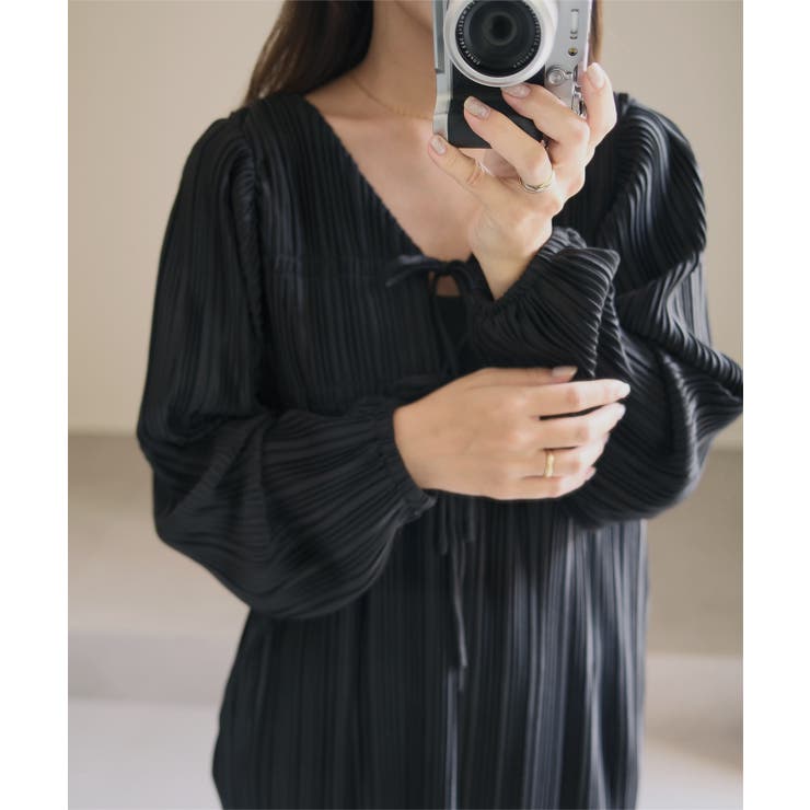 ブラック | 前後2way長袖プリーツワンピース 前後2way 長袖 | KOBE LETTUCE