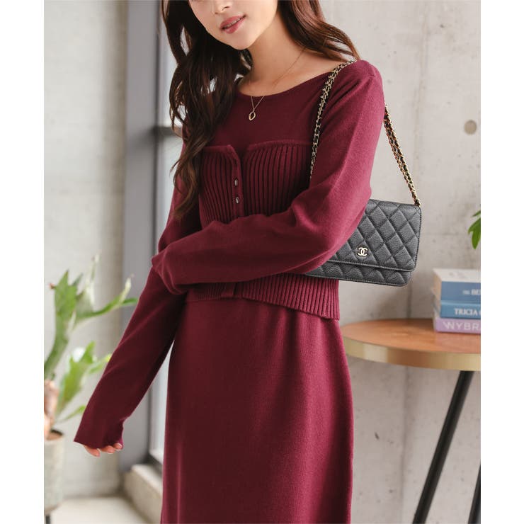 レッド | 2点セット ニットビスチェ×ワンピース 2点セット | KOBE LETTUCE