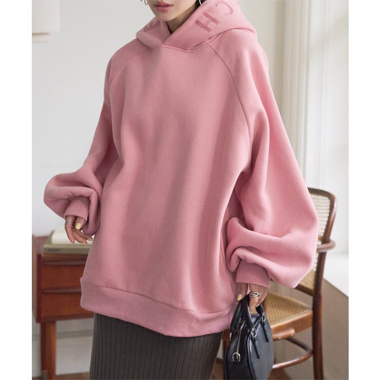 ピンク | フード刺繍ビッグスウェットトップス［E3552］ フード刺繍 裏起毛 | KOBE LETTUCE