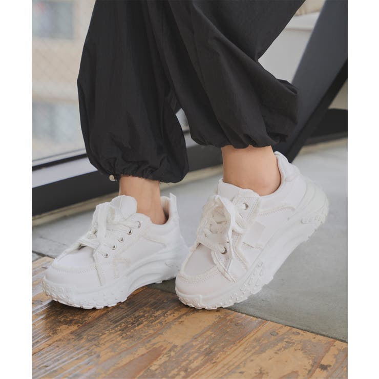 ホワイト | フリンジ厚底スニーカー フリンジ 厚底 | KOBE LETTUCE