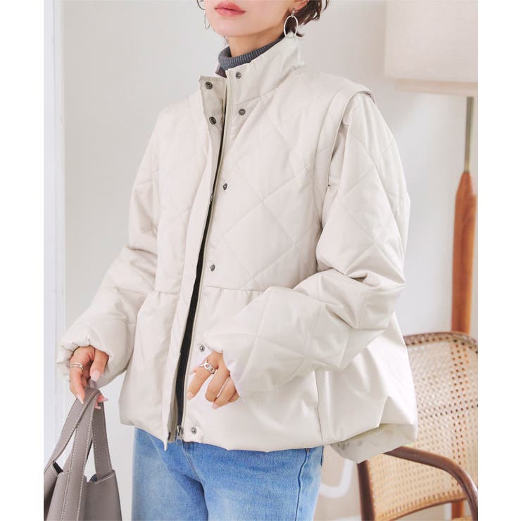 アイボリー | キルティングペプラムアウター アウター レディース | KOBE LETTUCE