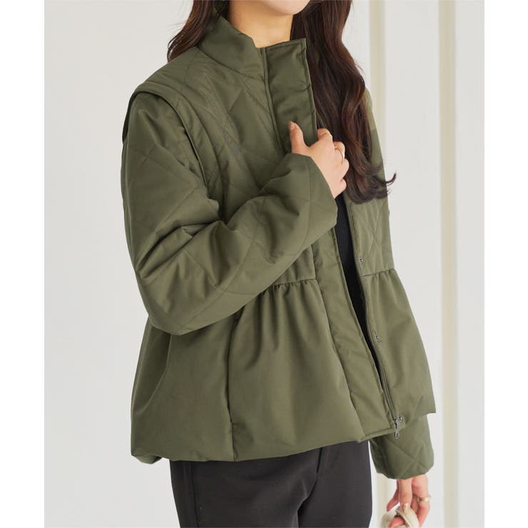 カーキ | キルティングペプラムアウター アウター レディース | KOBE LETTUCE