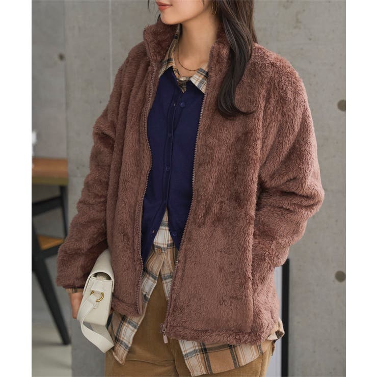 ブラウン | ファーフリースジップアップジャケット［K1382］ ファー フリース | KOBE LETTUCE