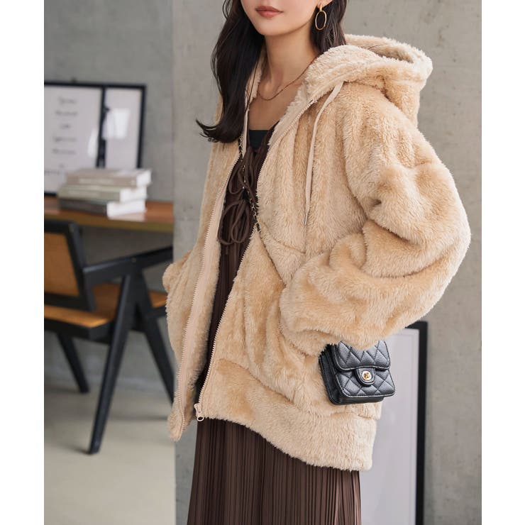 ファーフリースジップアップフーディー ファー フリース[品番