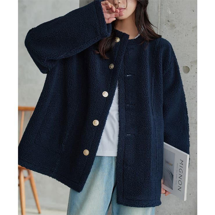 ネイビー | ムートンリバーシブルショート丈コート ムートン リバーシブル | KOBE LETTUCE
