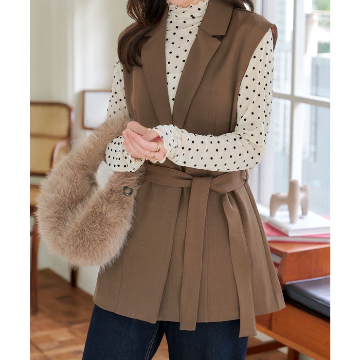 モカ | 防シワテーラードジレベスト テーラードジレベスト ジレ | KOBE LETTUCE