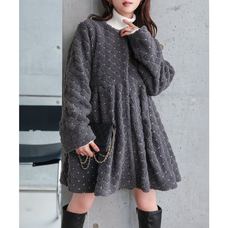 ボアチャコール | ボリュームペプラムコート ボリューム ペプラムコート | KOBE LETTUCE