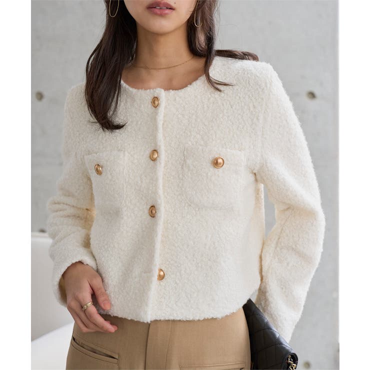 オフホワイト | ブークレショート丈ジャケット［K1440］ ショート丈 ジャケット | KOBE LETTUCE