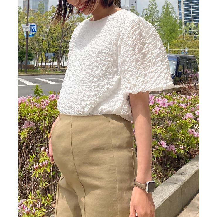 ベージュ | [ mamaレタス ］のびのびストレッチセンターラインマタニティテーパードパンツ… | KOBE LETTUCE