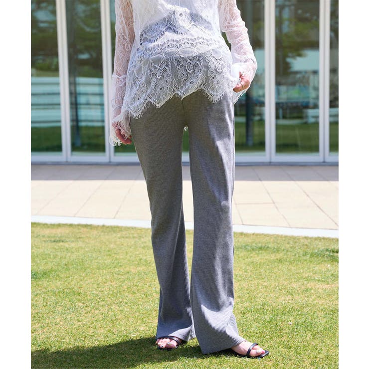 杢グレー | [ mamaレタス ] 選べる2丈 マタニティリブフレアパンツ［M4074］ | KOBE LETTUCE