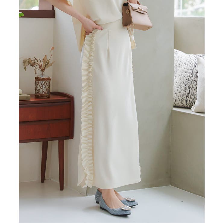 エクリュ | サイドフリルストレッチスカート［M4109］ | KOBE LETTUCE