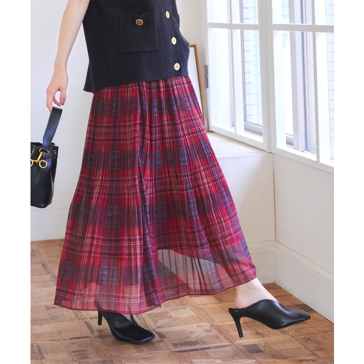 レッド | チェック消しプリーツスカート［M4127］ | KOBE LETTUCE