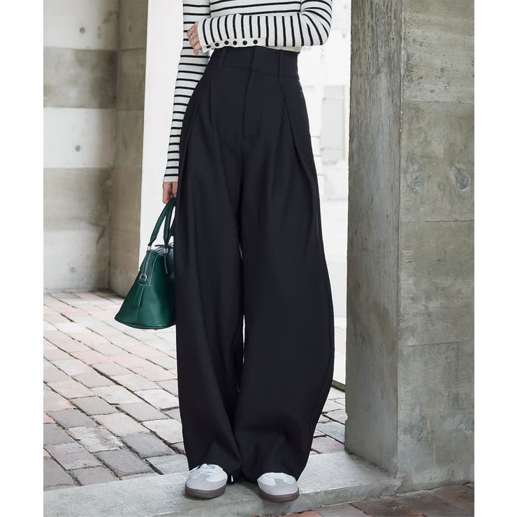 OkayThxBye*日本未入荷*カーブスプリット ワイドレッグパンツ feepur スラックス パンツ ツータックカーブスラックス