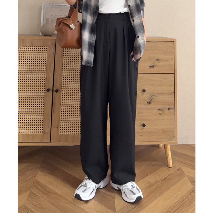 NEWブラック | [ 春名亜美さんコラボ ]選べる3丈リネンライクタックパンツ［M4154］ | KOBE LETTUCE