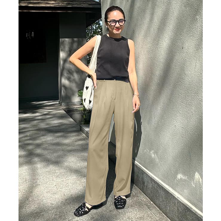 NEWベージュ | [ 春名亜美さんコラボ ]選べる丈リネンライクタックパンツ［M4154］ | KOBE LETTUCE
