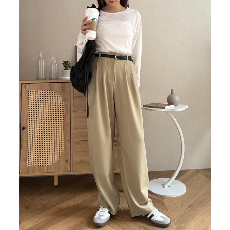 ベージュ | [ 春名亜美さんコラボ ]選べる3丈リネンライクタックパンツ［M4154］ | KOBE LETTUCE