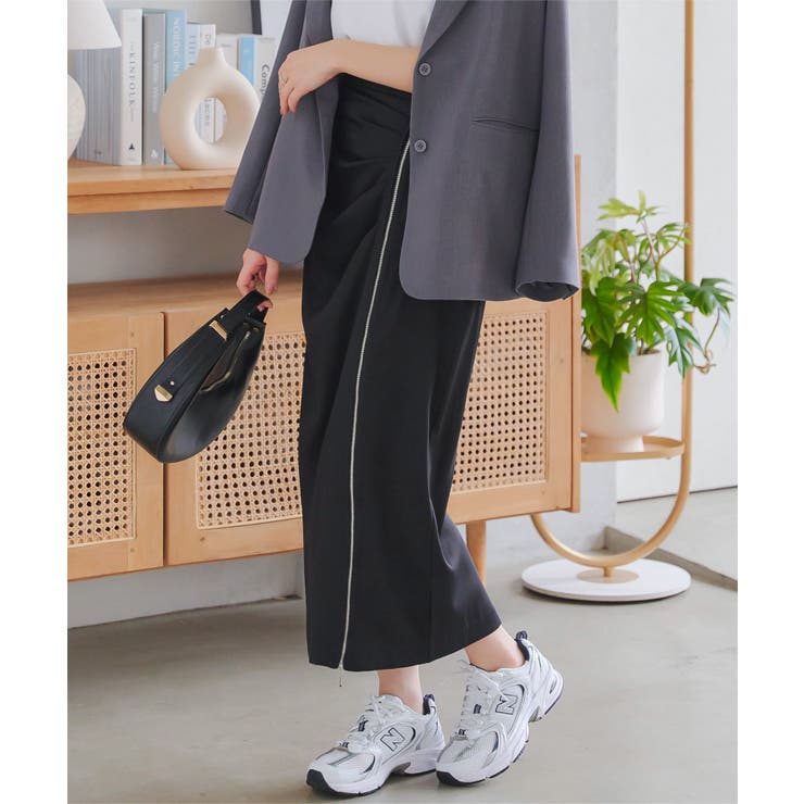 ブラック | ジップスリットスカート［M4168］ | KOBE LETTUCE