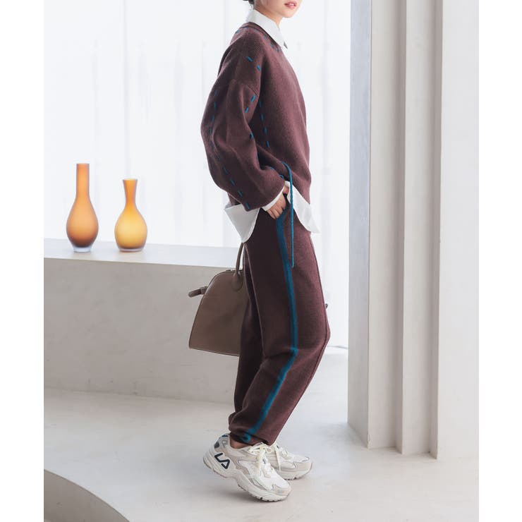 ブラウン | サイドラインニットジョガーパンツ［M4171］ | KOBE LETTUCE