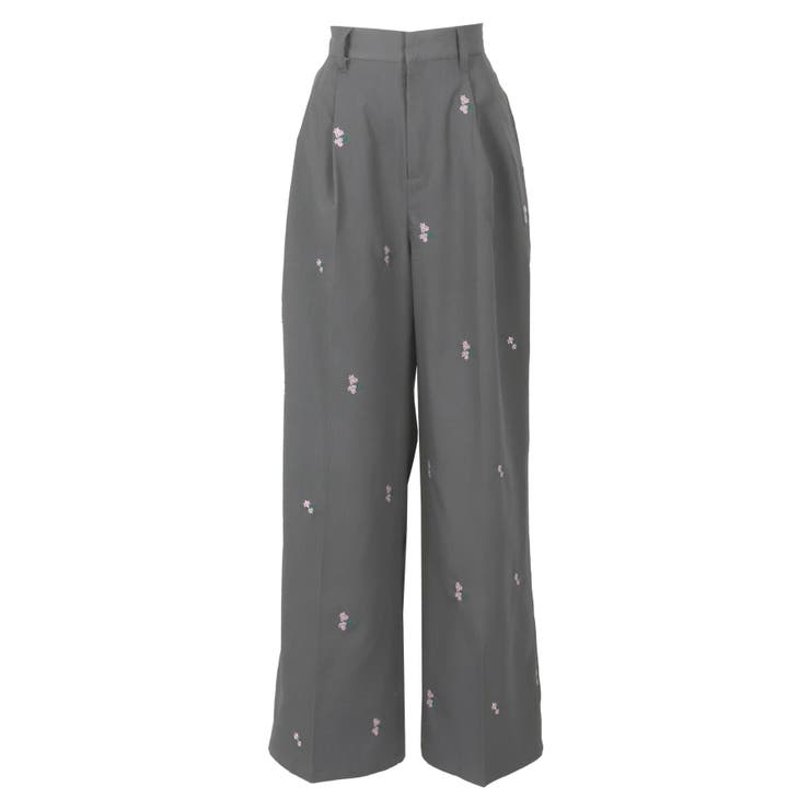 総花柄刺繍タックストレートパンツ［M4186］[品番：KO000015032