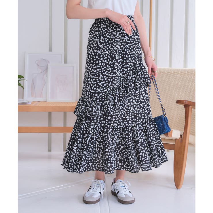 ブラック | アシンメトリーフリルスカート［M4232］ | KOBE LETTUCE