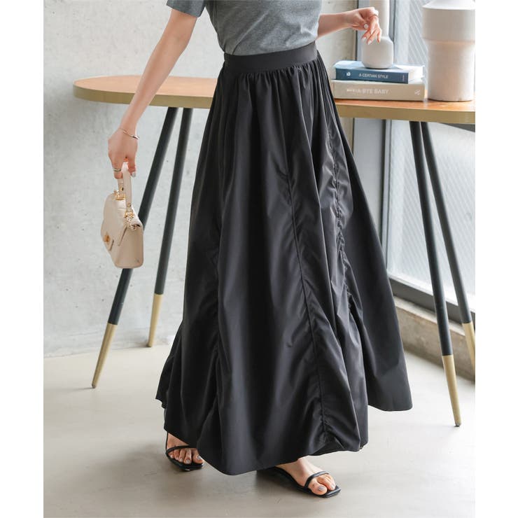 ブラック | [ Petitle / プチレ ] シャーリングデザインスカート［M4255］ | KOBE LETTUCE