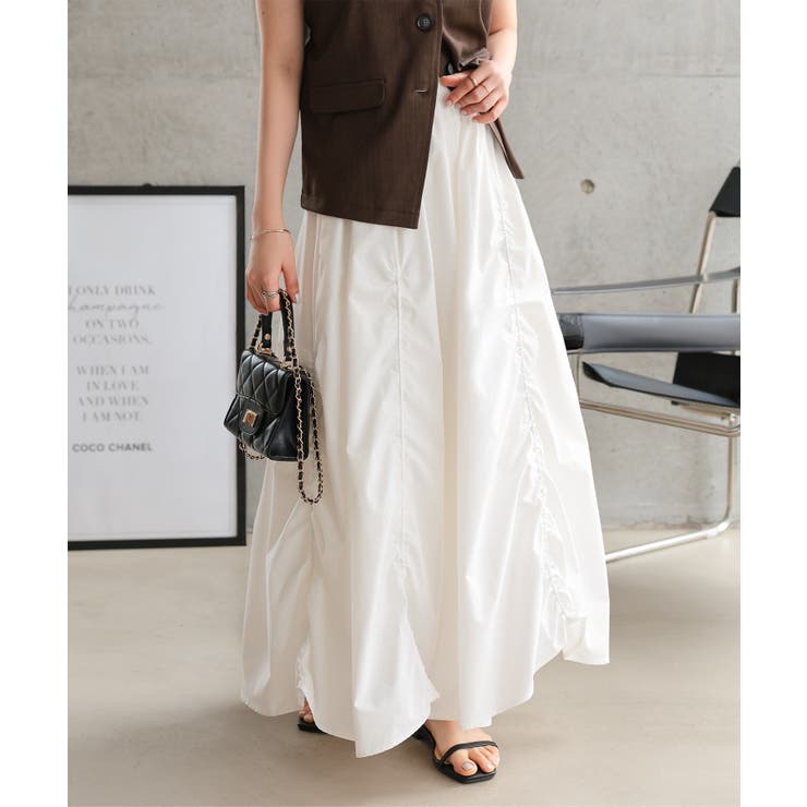 オフホワイト | [ Petitle / プチレ ] シャーリングデザインスカート［M4255］ | KOBE LETTUCE