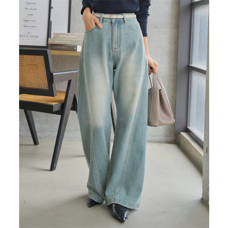 ブルー | 圧倒的着痩せカーブデニムパンツ 圧倒的着痩せ カーブ | KOBE LETTUCE