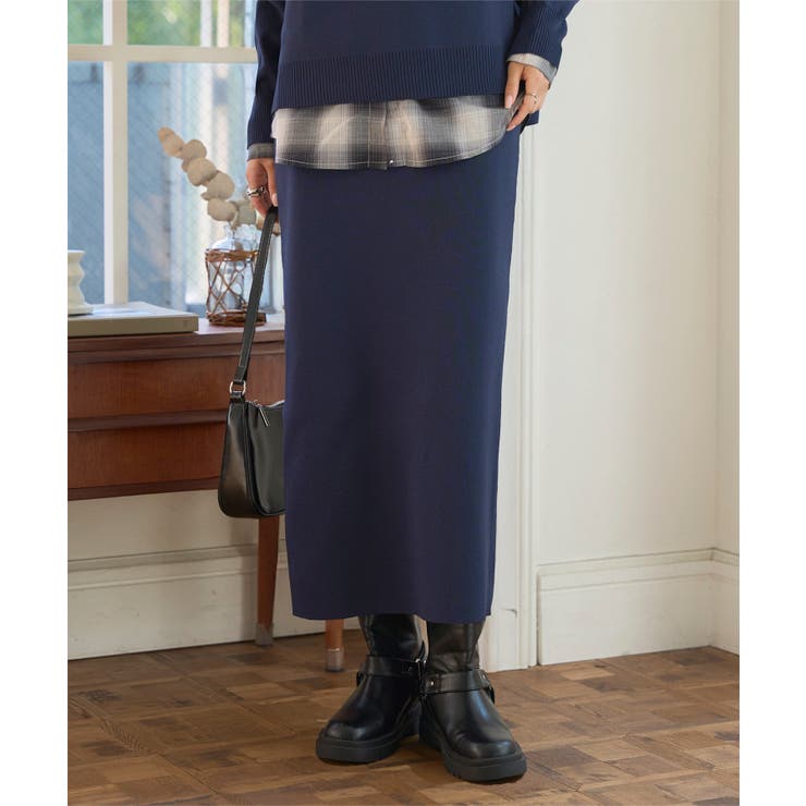 ネイビー | スポンディッシュニットタイトスカート ニットタイトスカート レディース | KOBE LETTUCE