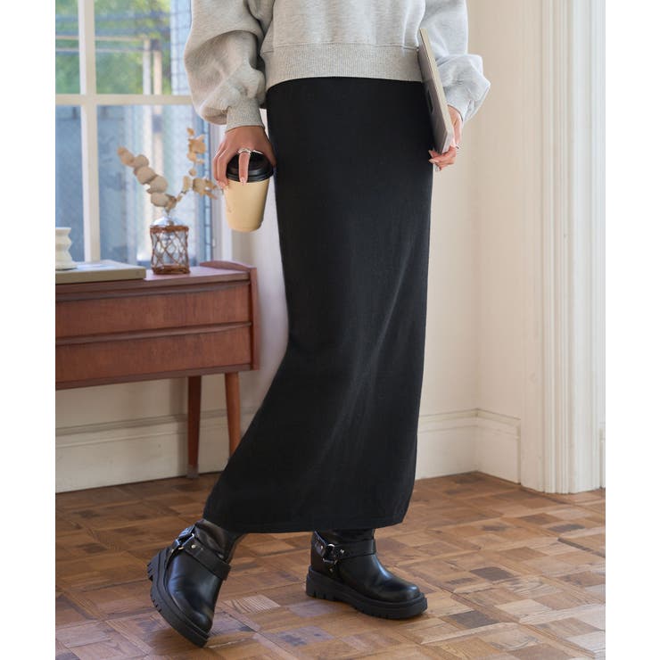 ブラック | ホールガーメントニットタイトスカート ニット タイト | KOBE LETTUCE